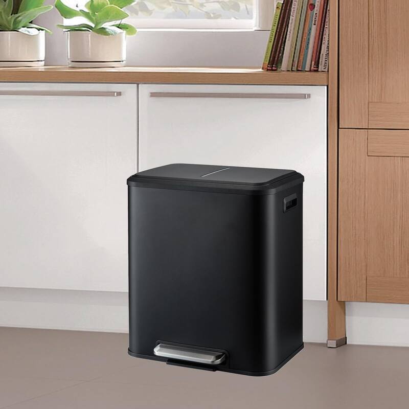 30 Liter / 8 Gallon Rectangular Hands-Free Dual Compartment Recycling Kitchen Step Trash Can