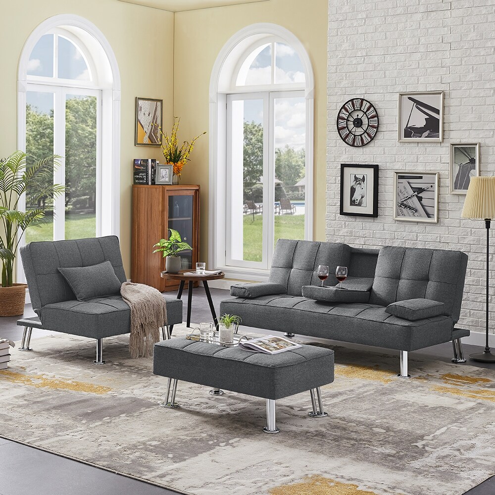 Sofa bed with cup holder sales armrest