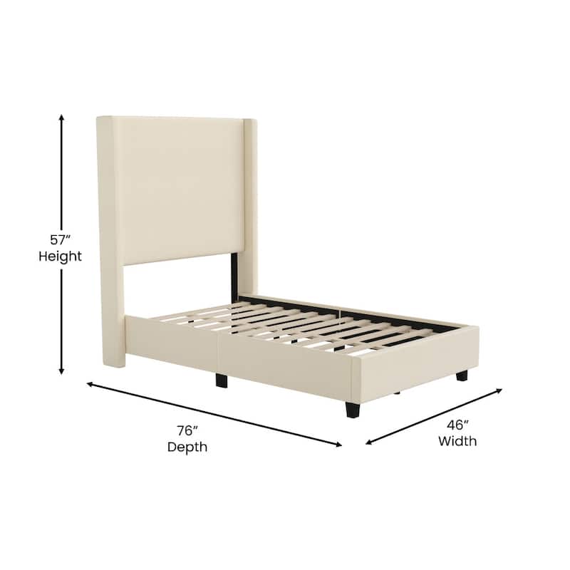 Modern Upholstered Platform Bed with Channel Stitched Headboard