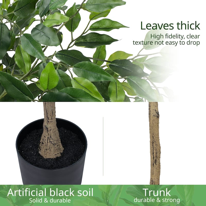 63'' Faux Ficus Plant in Black Plastic Pot - 63 inches - Bed Bath ...