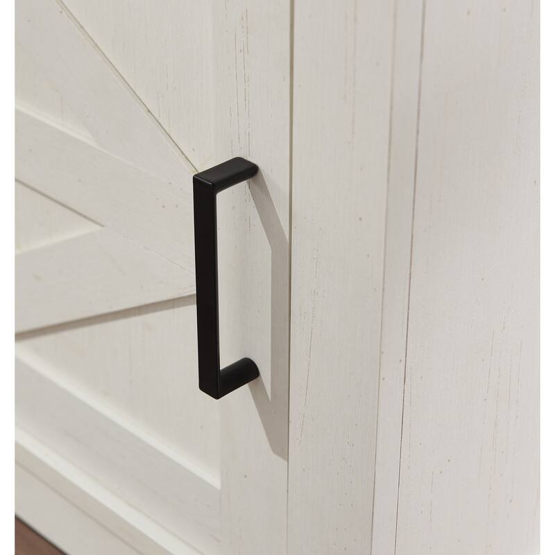 Farmhouse Nightstand, Modern Bedside Table with Barn Door and Shelf, Rustic End Table Side Table for Bedroom, Living Room