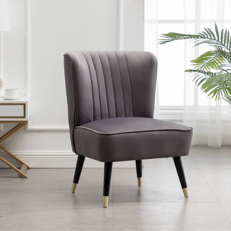 Roundhill Furniture Elon Contemporary Velvet Upholstered Accent Chair - Grey
