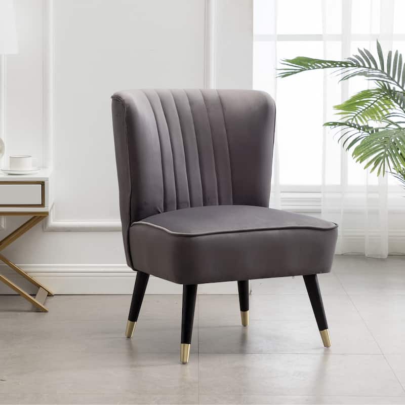 Modern 26" Polyester Accent Chair with Solid Rubber Wood Legs for Living Room