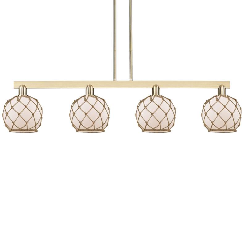 Innovations Lighting 716-4I-11-51 Farmhouse Rope Linear Farmhouse Rope - Champagne Bronze / White Glass with Brown Rope