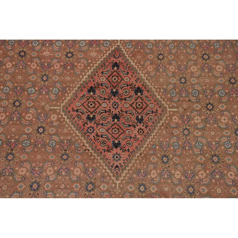 Brown & Pink Mahal Persian Vintage Rug Handmade Wool Carpet - 9'11"x 12'10"