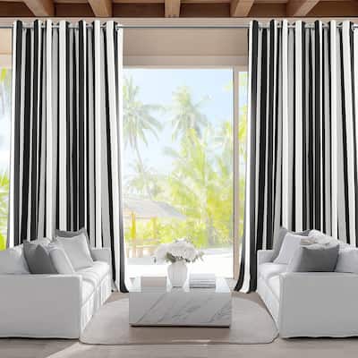 Exclusive Fabrics Villanova Striped Grommet Waterproof Light Filtering Outdoor and Indoor Curtains (1 Panel)
