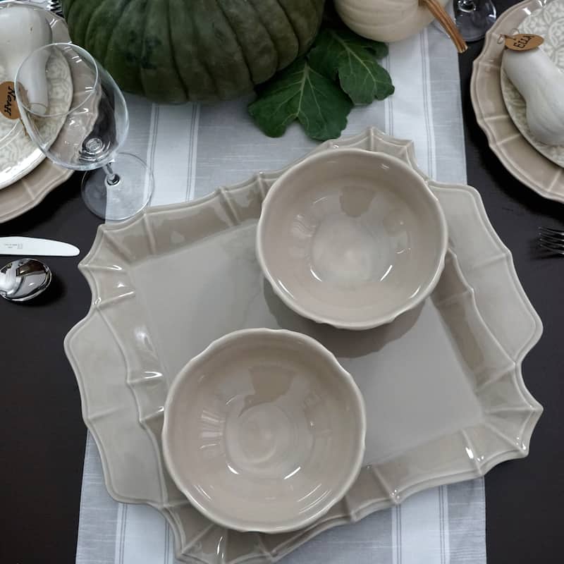 Euro Ceramica Chloe 16" Square Platter with Handles