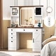 preview thumbnail 2 of 7, Gymax Farmhouse Vanity Desk w/ Lighted Mirror Makeup Vanity Table w/ 3