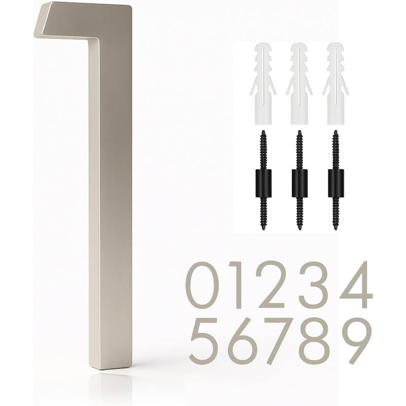 Mega Handles Modern Metal House Numbers | Heavy Duty Outdoor Address Digits | Easy to Install, Floating or Flush Mount Design