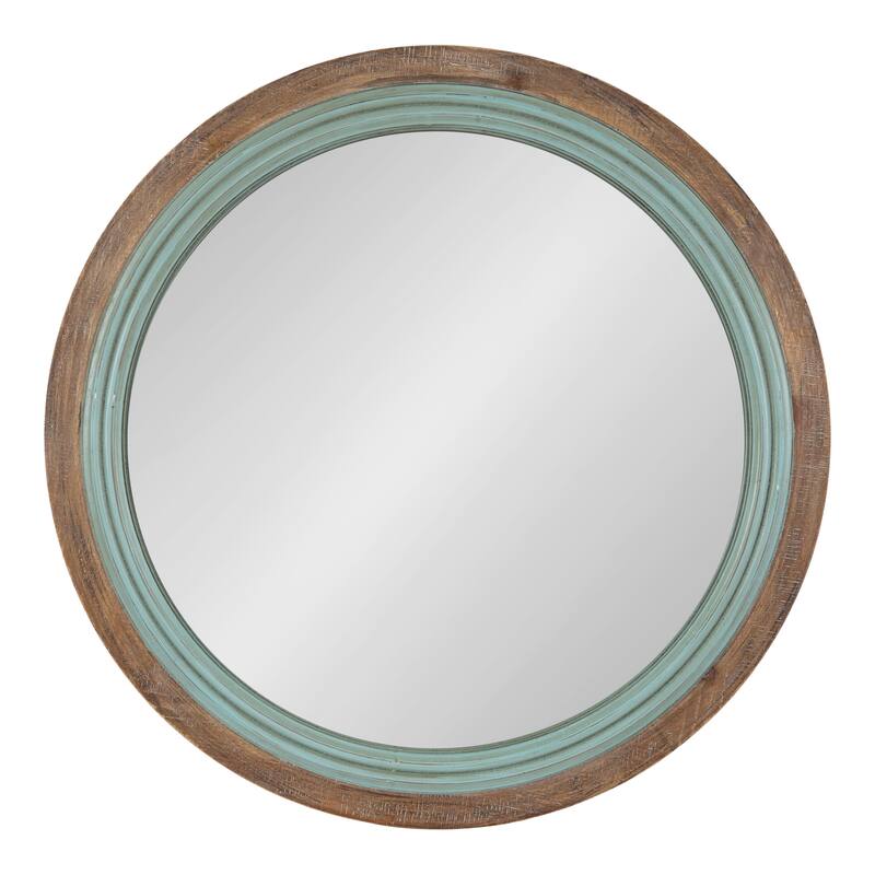 Kate and Laurel Palmer Wood Round Wall Mirror - 26" Diameter