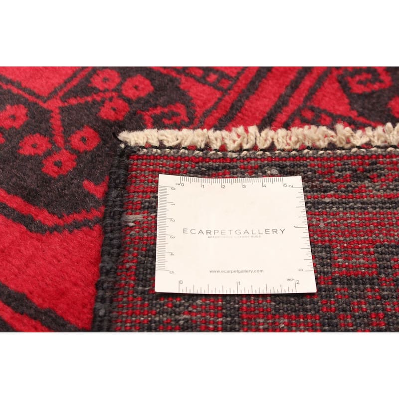 ECARPETGALLERY Hand-knotted Baluch Red Wool Rug - 2'8 x 9'7