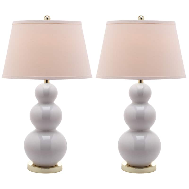 SAFAVIEH Lighting 27-inch Amy Triple Gourd White Table Lamp (Set of 2) - 16"x16"x28"