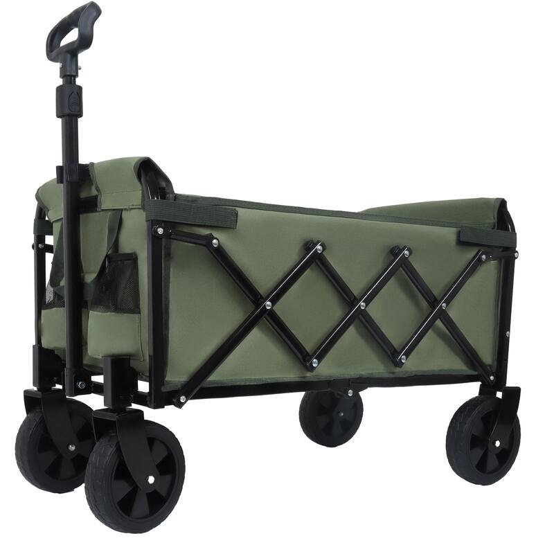 Expandable Dual-Layer Utility Wagon with 100% Extra Space - Grocery Cart for Camping, Shopping, Sports, Gardening, Fishing