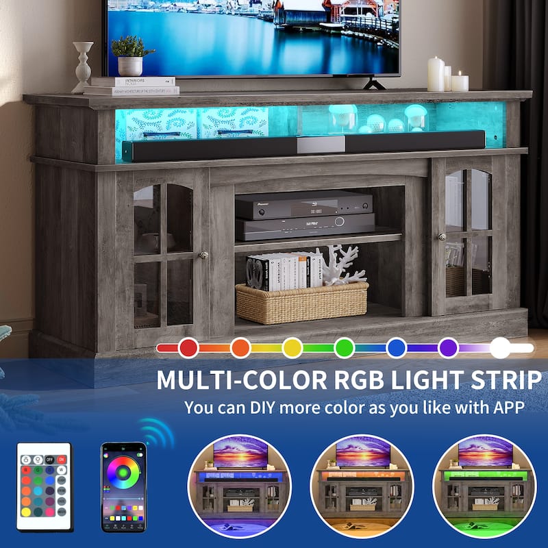 Moasis 58" Highboy TV Stand Farmhouse Entertainment Center Media Console for TV up to 65" - 58 inches