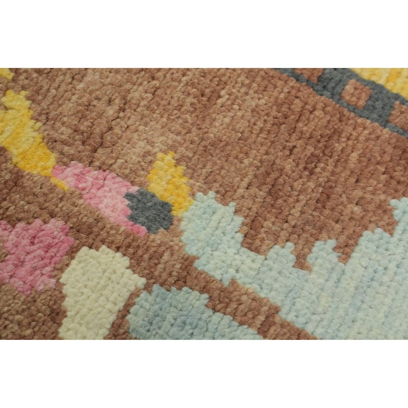 Geometric Wool Gabbeh Vegetable Dye Turkish Area Rug Handmade Wool Carpet - 9' 3'' X 6' 1''