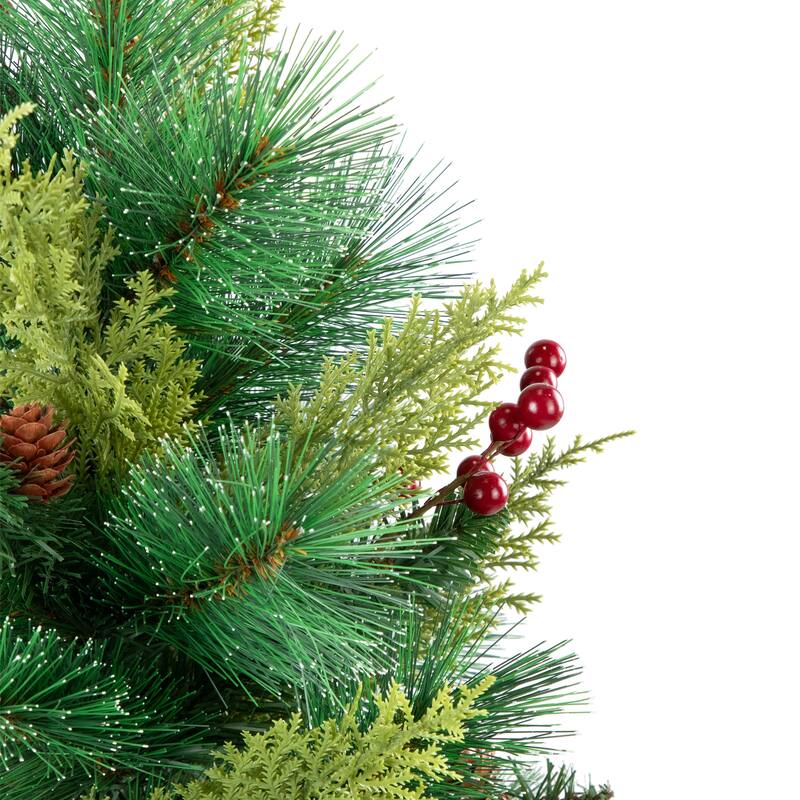 Spruce Pine Needle and Pinecone Artificial Mini Christmas Tree - 25" - Unlit - 2 Foot