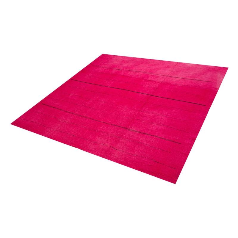 ECARPETGALLERY Flat-Weave Lahor Finest Pink Wool Tapestry Kilim - 12'11 x 13'1