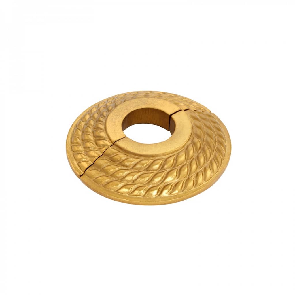 Radiator Flange Brass Finish Aluminum Triple Roped Style 3/4" (IPS) 1" ID - 3.13" OD Easy Snap Escutcheon Renovators Supply