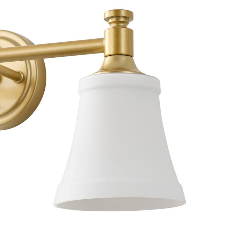 3 Light Antique Brass Vanity Wall Sconce with Frosted White Glass Shades Modern Vintage Bathroom Lighting Fixture