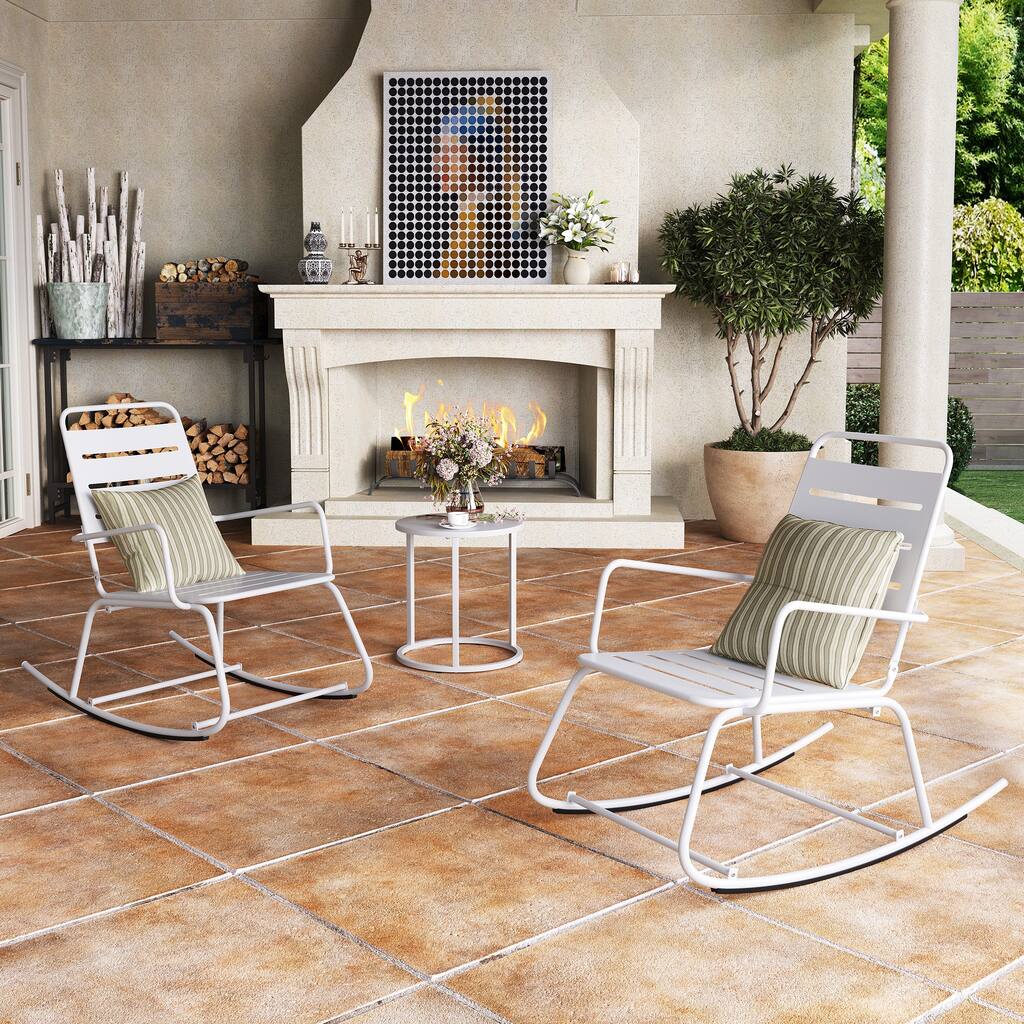Outdoor Bistro 3-piece Rocking Chair Set with Coffee Table - See the picture