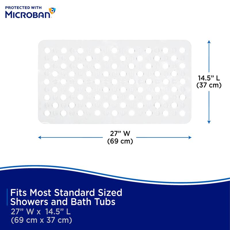 Kenney Microban Protected Vinyl Bath Mat, 27" L x 14.5" W