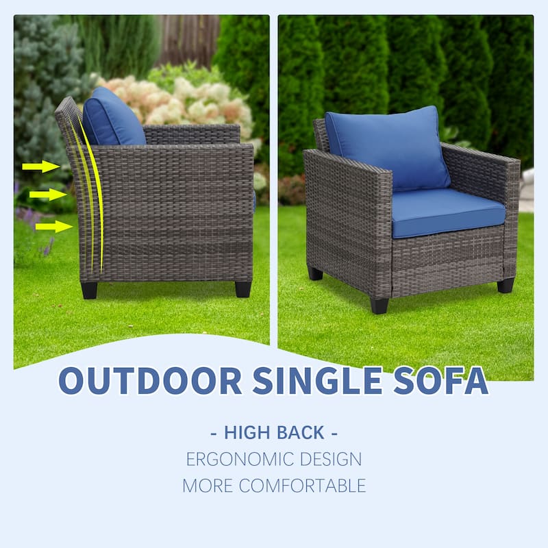 Zenova Rattan 2-piece Outdoor Furniture Set Rattan Sofa Sectional Set