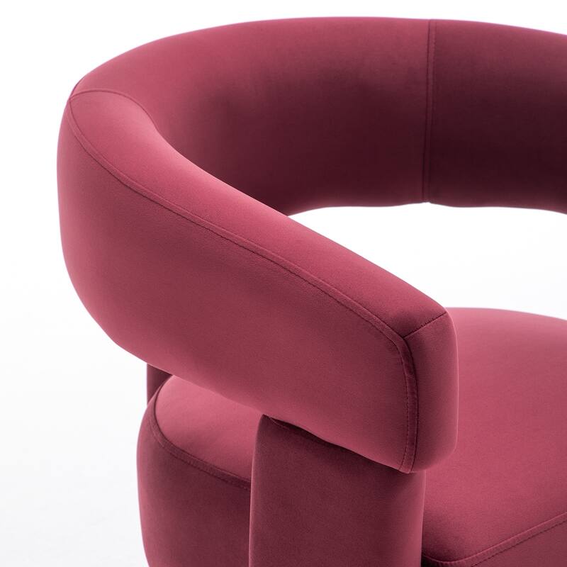 SEYNAR Modern Velvet Accent Chair Set of 2, Upholstered Barrel Armchair with Curved Back and Thickened Padded Seat
