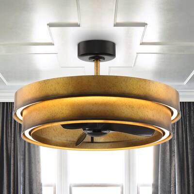 Perimost 31.5" Rustic 3-Blade Fandelier Dimmable Ceiling Fan with Light and Remote