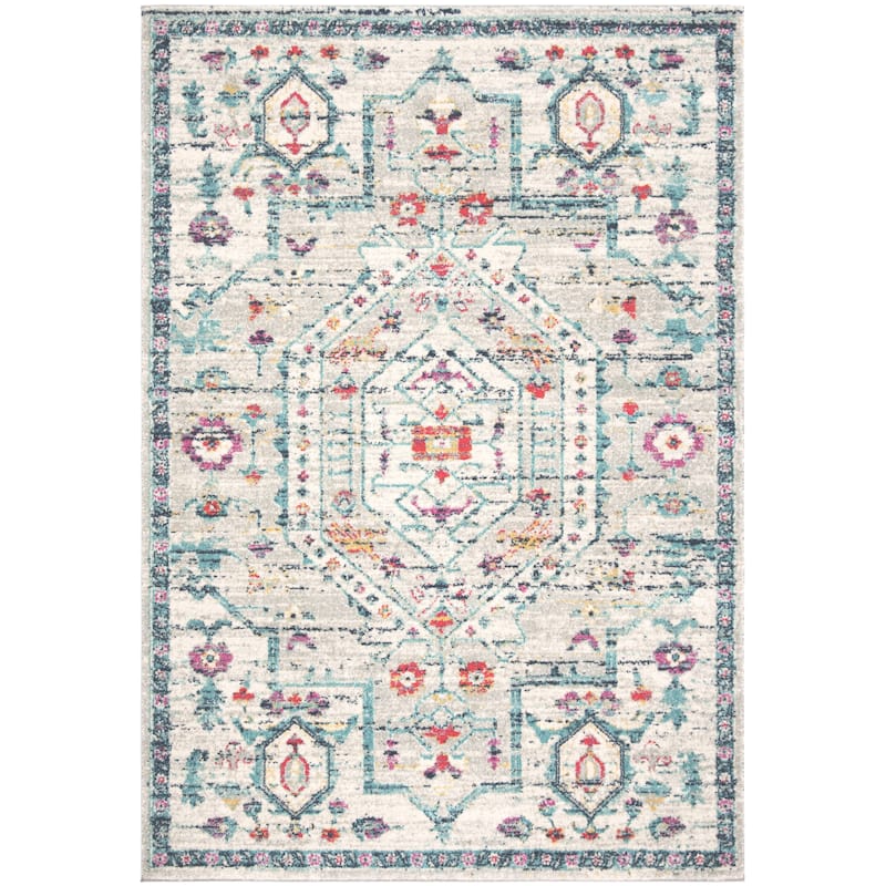 SAFAVIEH Madison Darline Vintage Boho Oriental Rug - 5'3" x 7'6" - Light Grey/Fuchsia