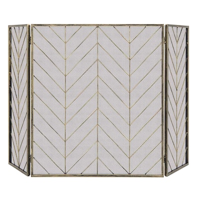 Gymax 3-Panel Fireplace Screen Foldable Wrought Metal Iron Mesh Fire
