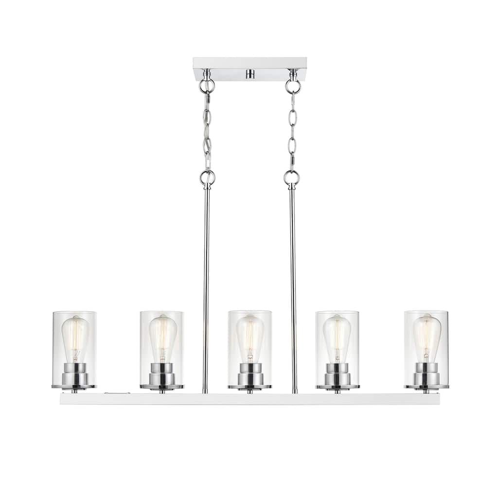 Millennium Lighting Verlana 5 Light Pendant Fixture in Multiple Finishes with Clear Glass Shades