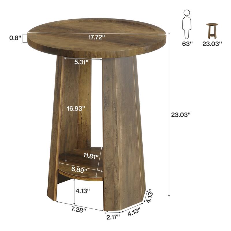 Round End Table Side Table Nightstand for Sofa Couch Living Room