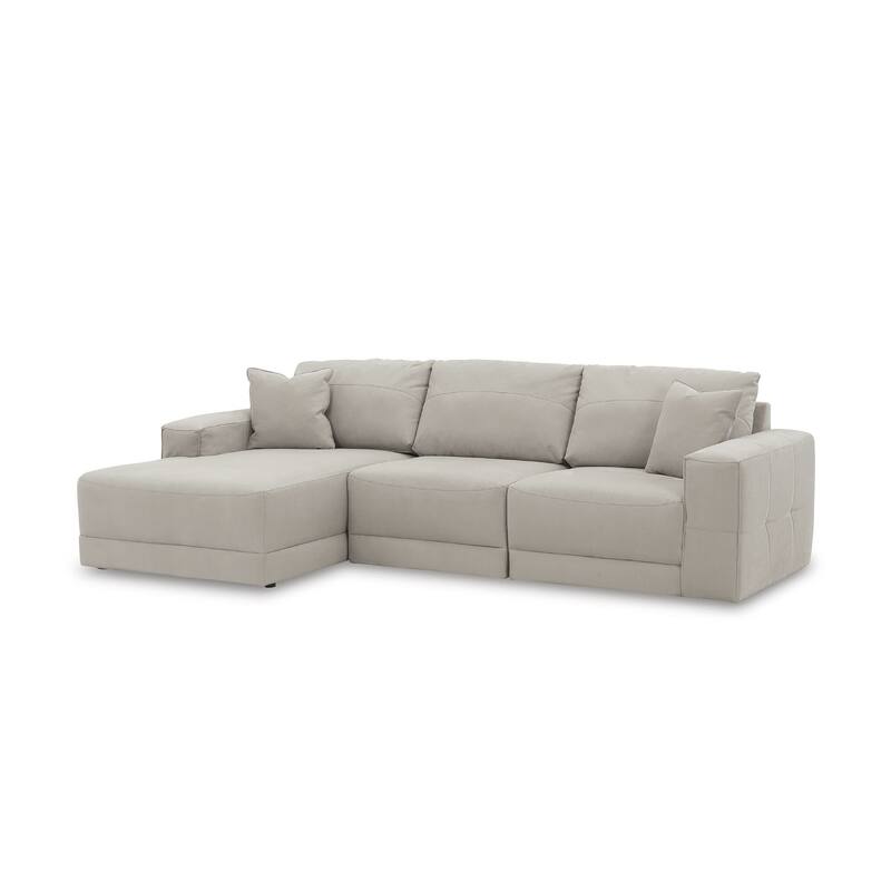 Signature Design by Ashley Next-Gen Gaucho Light Gray 3-Piece Sectional Sofa with Chaise - 113" W x 68" D x 36" H