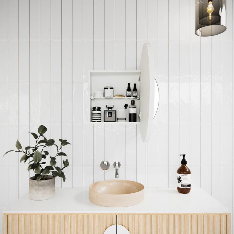 One Door Steel Frame Round Shape Medicine Cabinet