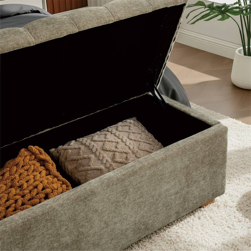 60.24" Wide Modern Upholstered Storage Bench,Entryway Bench,End of Bed Bench
