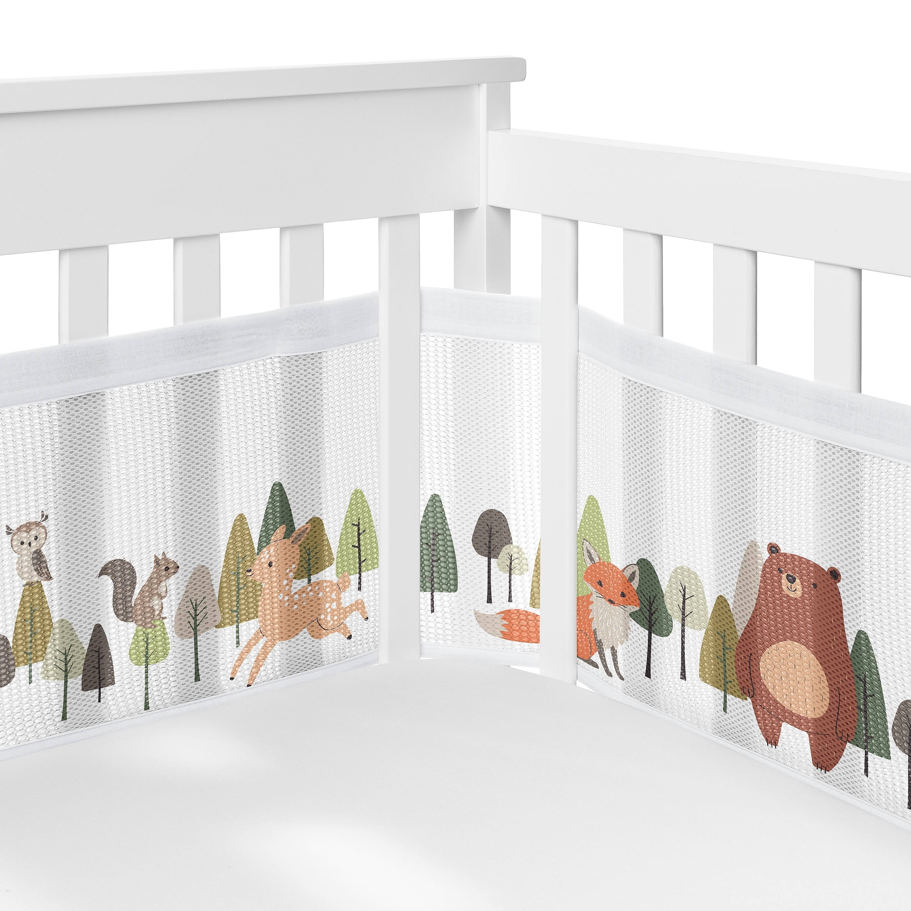 Sweet Jojo Designs + BreathableBaby Breathable Mini Mesh Crib Liner Woodland Animals Boy/Girl, Gender Neutral -Watercolor Forest