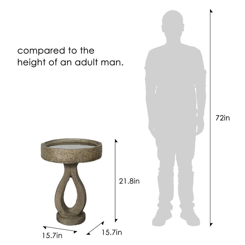 21.8" H Outdoor Concrete Bird Bath - Perfect for Adding Interest to Garden, Patio, Backyard, Porch and Deck