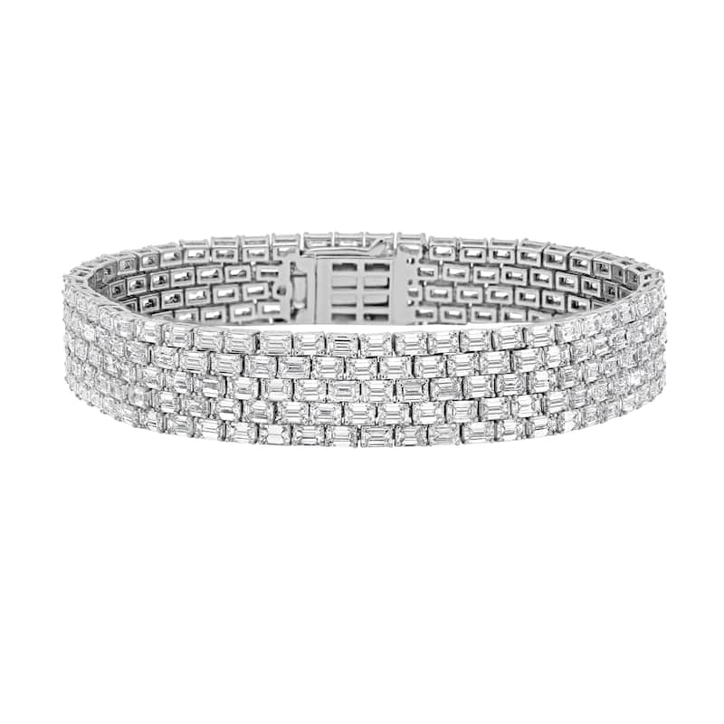 Auriya 14K Gold Lab Grown Emerald Diamond Thick Bracelet 22 3/5 ct. tw. (F-G VS) - N/A - White