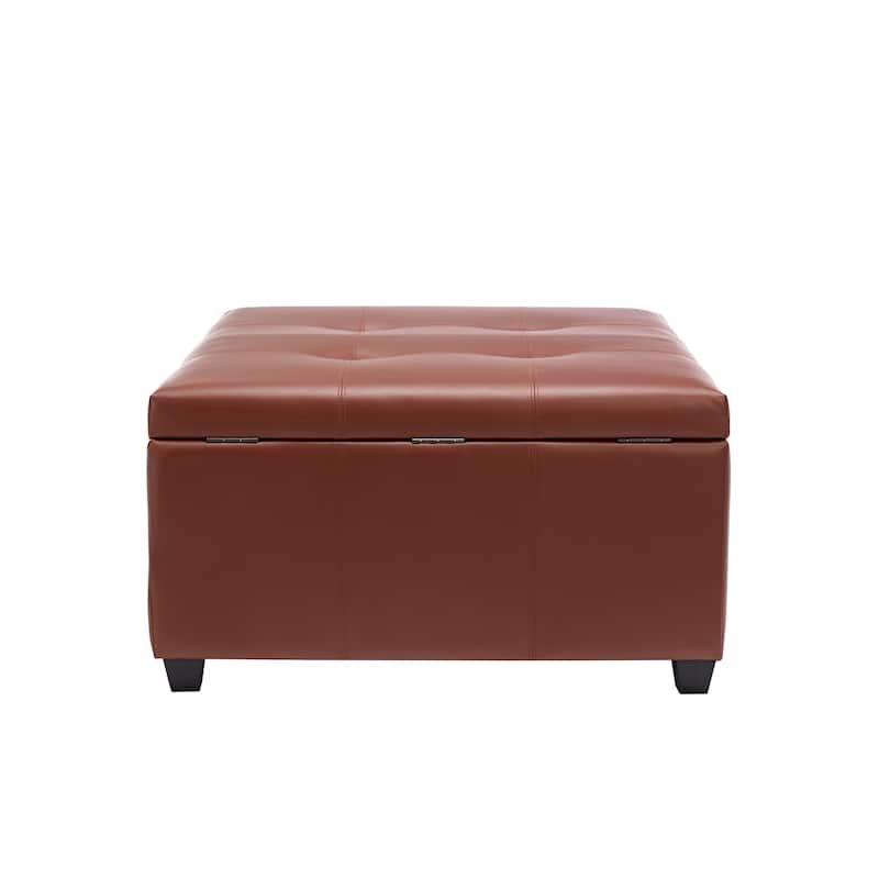 Porthos Home Jara Faux Leather Flip Top Square Storage Ottoman
