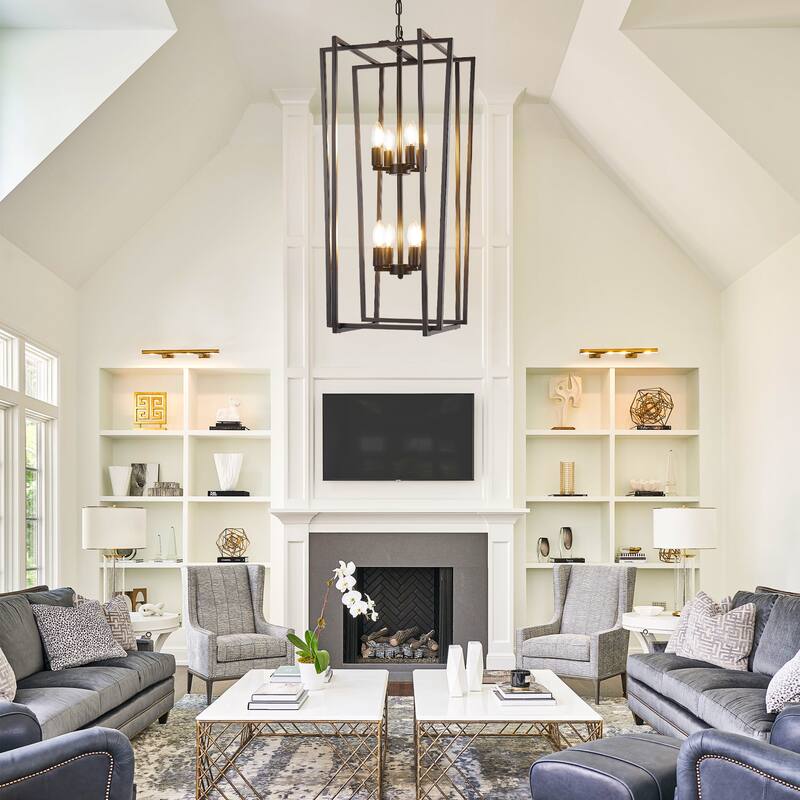 Modern Rectangle Chandelier Lantern Pendant Light Fixture