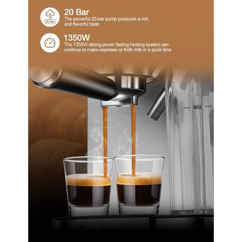 6in1 Espresso Coffee Machine BuiltIn Automatic Milk Frother, 20 Bar