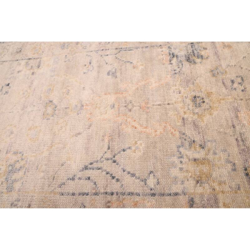 ECARPETGALLERY Hand-knotted Modern Oushak Light Grey Wool Rug - 2'5 x 8'1
