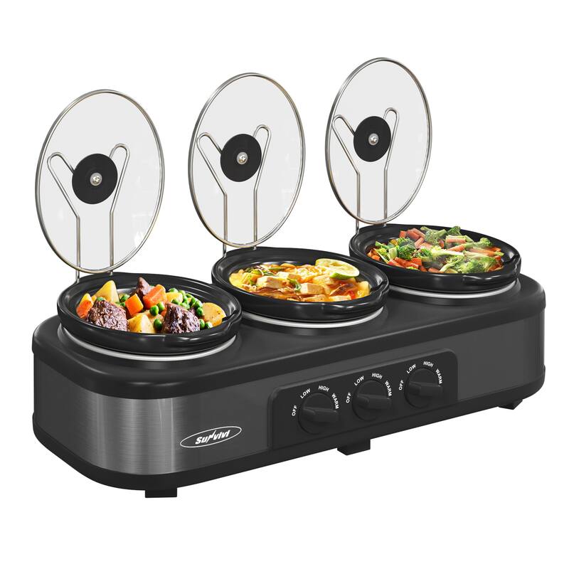 Royalcraft Triple Slow Cooker Stainless Steel - Grey