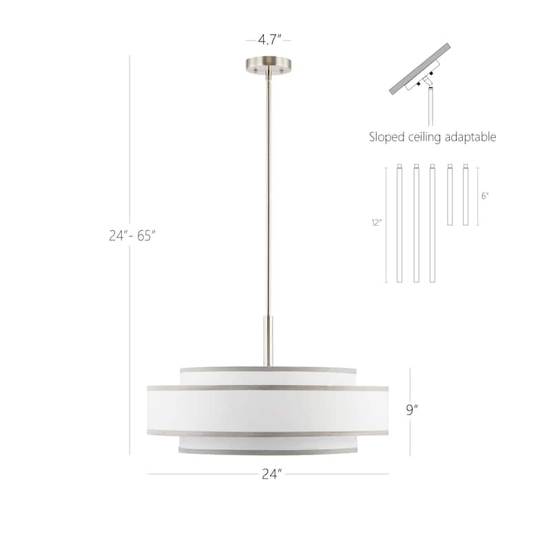 GetLedel 5-Light Double Shaded Dimmable Drum Chandelier