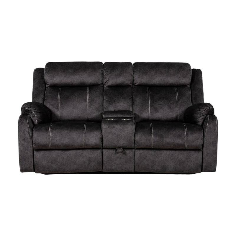 HomeRoots 70" Dark Gray Microfiber Manual Reclining Loveseat With Storage - 70.07' X '40.94' X '37.01