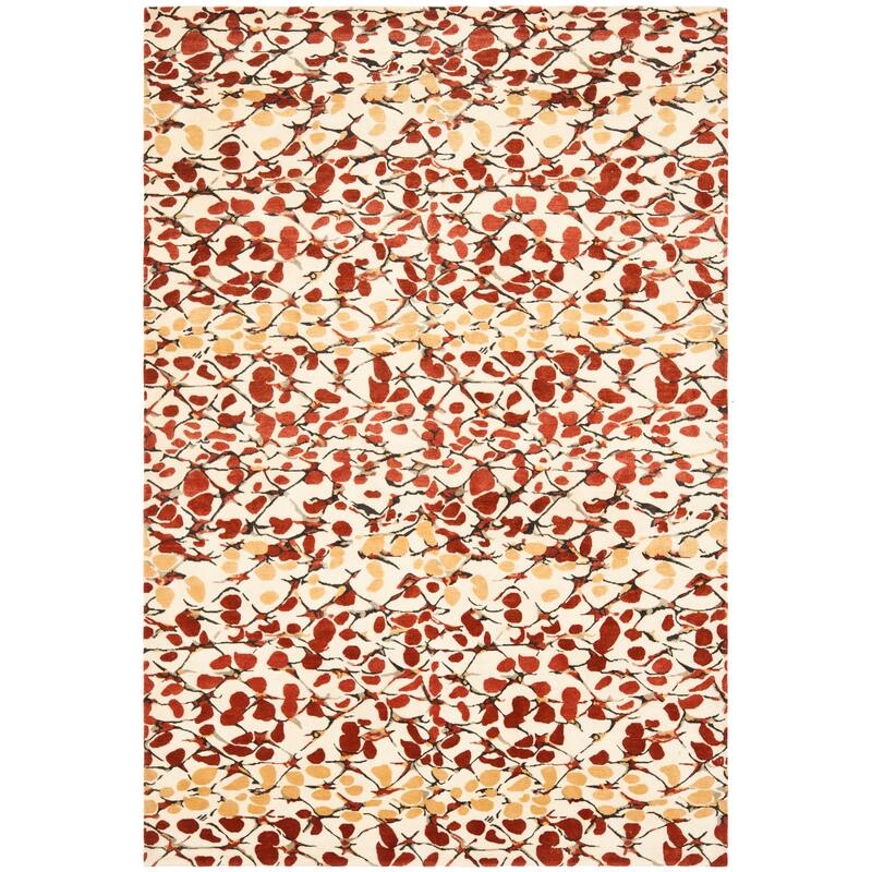 Martha Stewart by SAFAVIEH Handmade Trellis Silk/ Wool Rug - 6' x 9' - Bard Red