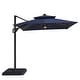 preview thumbnail 14 of 21, Furniture of America Yetta 8-foot LED Lights Steel Cantilever Offset Tilt Square Roma Umbrella with Base Blue