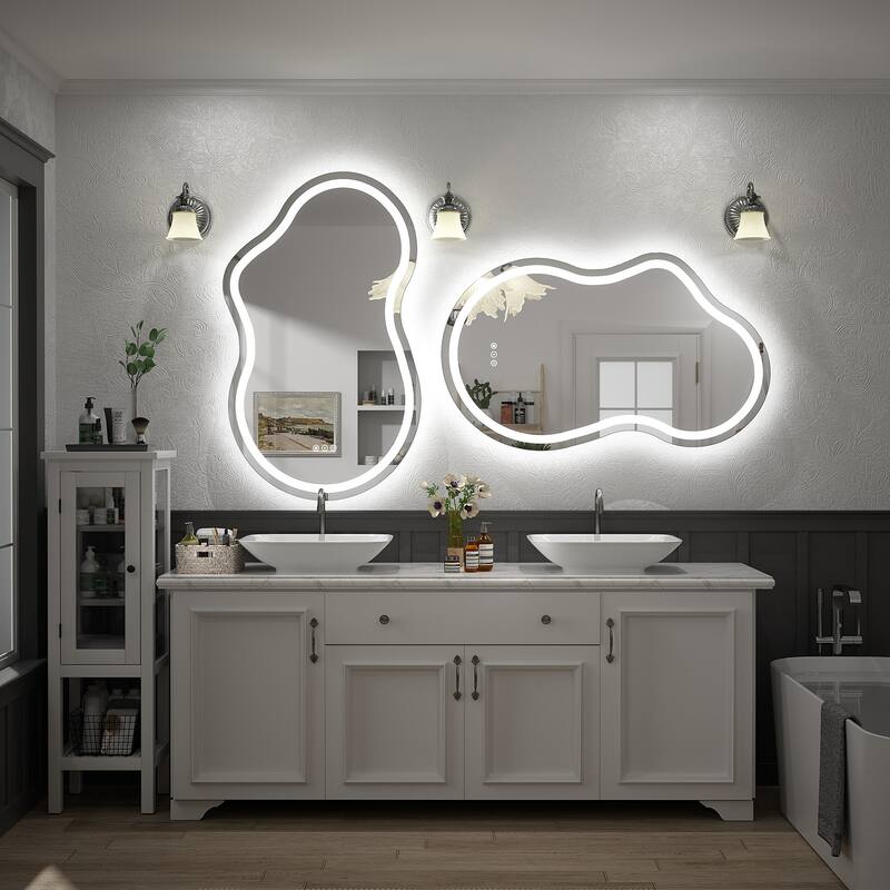 UL Certified Irregular LED Anti-fog Cloud-shaped Wall Bathroom Vanity Mirror