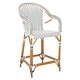 preview thumbnail 51 of 68, SAFAVIEH California Outdoor Bistro 26-inch Counter Stool with Arms - 23" W x 26" D x 43" H White/Navy