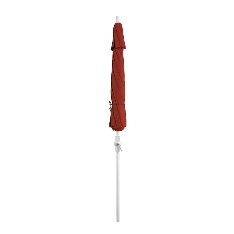 California Umbrella 9' Rd.Crank Lift, Collar Tilt, Aluminum Pole, Fiberglass Rib Patio Umbrella, White Finish, Sunbrella Fabric
